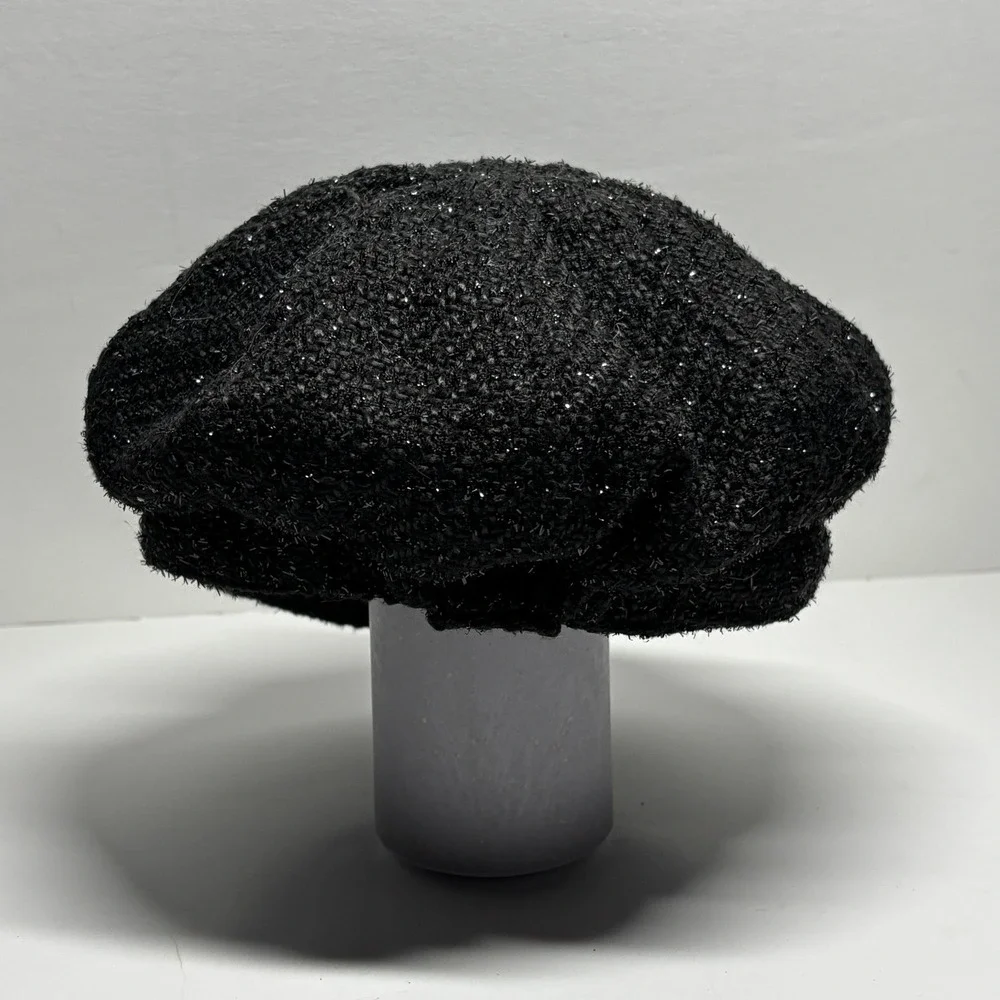 Sparkle Newsboy Cap Black Glitter Texture Baker Boy Hat Women Paris Britney Y2K‎